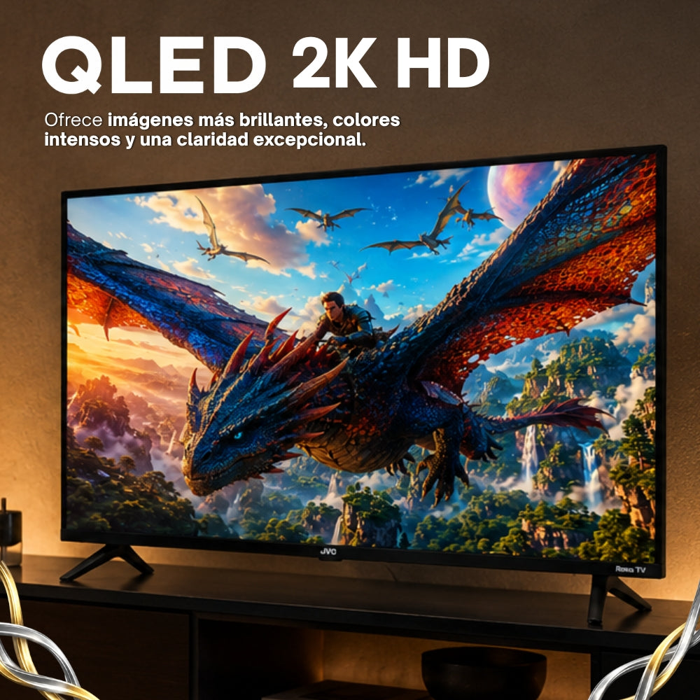JVC Smart TV 43 pulgadas Full HD QLED Roku TV Frameless WiFi Dolby Audio 3 HDMI 1 USB AV Netflix YouTube Prime Video Modelo SI43QRF