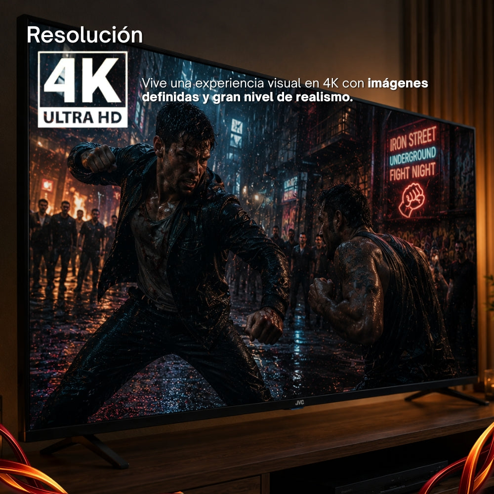 JVC Smart TV 65 pulgadas 4K UHD LED Frameless Roku TV Dolby Audio WiFi 4 HDMI 2 USB AV Netflix YouTube Prime Video Modelo SI65URF