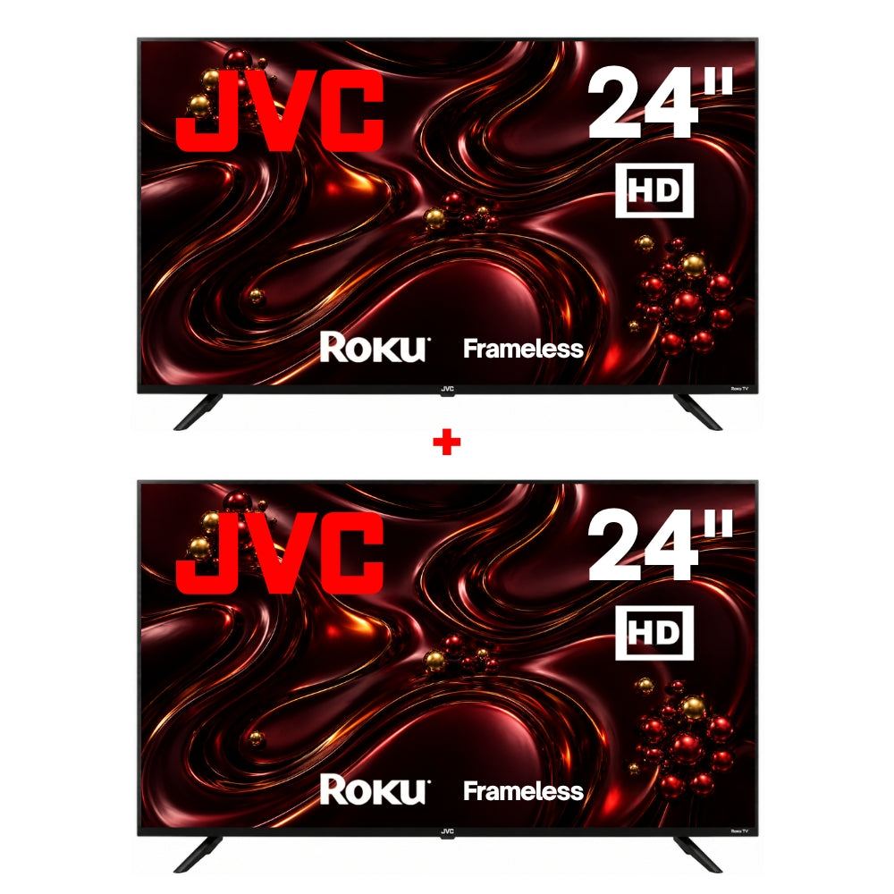 JVC Pack 2 Smart TV 24 Pulgadas  HD LED  Roku TV  Dolby Audio  WiFi  HDMI USB Netflix YouTube Prime Video SI24R
