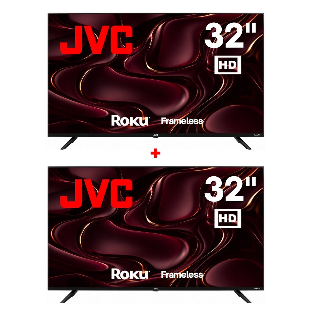 JVC  Pack 2 Smart TV 32 Pulgadas  HD LED Frameless Roku TV  Netflix YouTube Prime Video  Modelo SI32RF