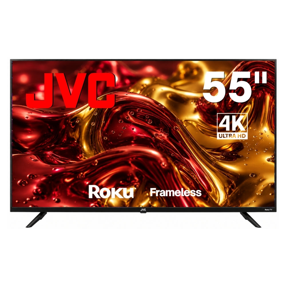 JVC Smart TV 55 pulgadas 4K UHD LED Frameless Roku TV Dolby Audio WiFi 4 HDMI 2 USB AV Netflix YouTube Prime Video Modelo SI55URF
