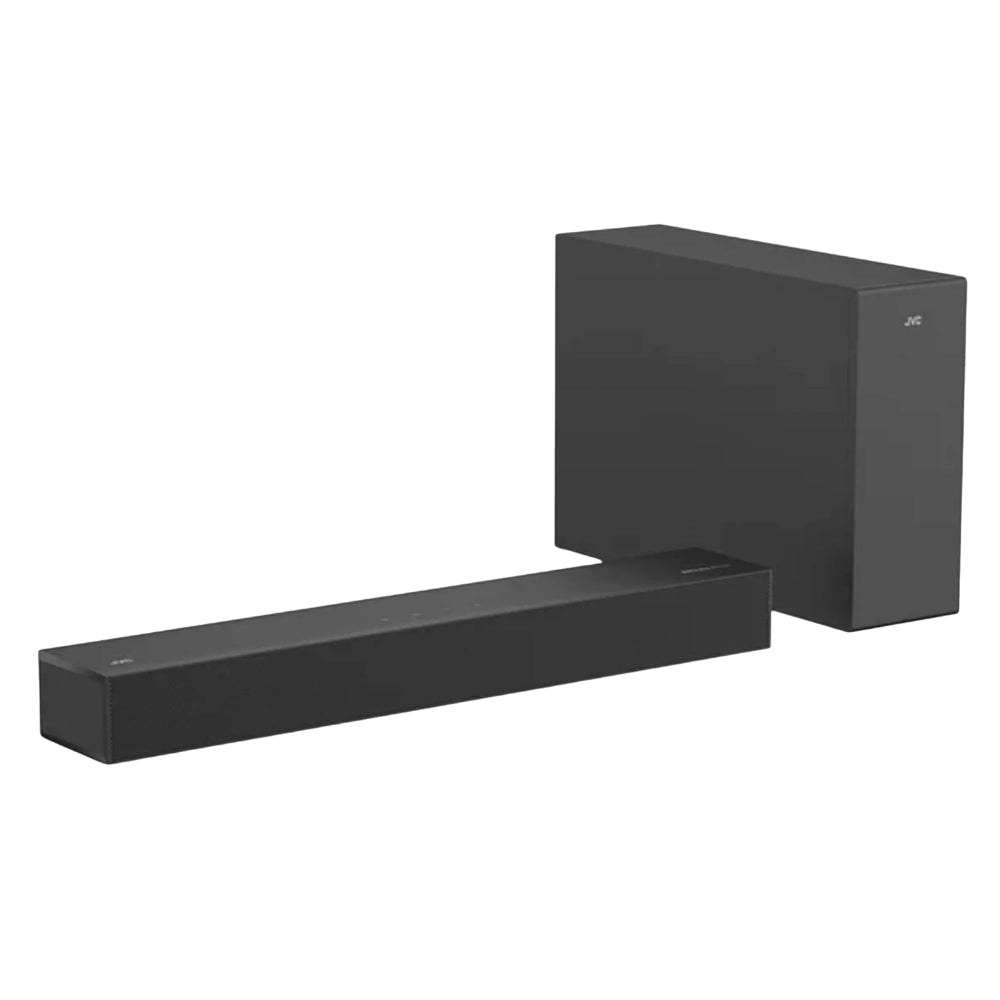 JVC  Soundbar 2.1 Canales con Subwoofer Inalámbrico Dolby Atmos Bluetooth 5.3  HDMI ARC Optical Input  Roku TV Ready  Modelo SB542R