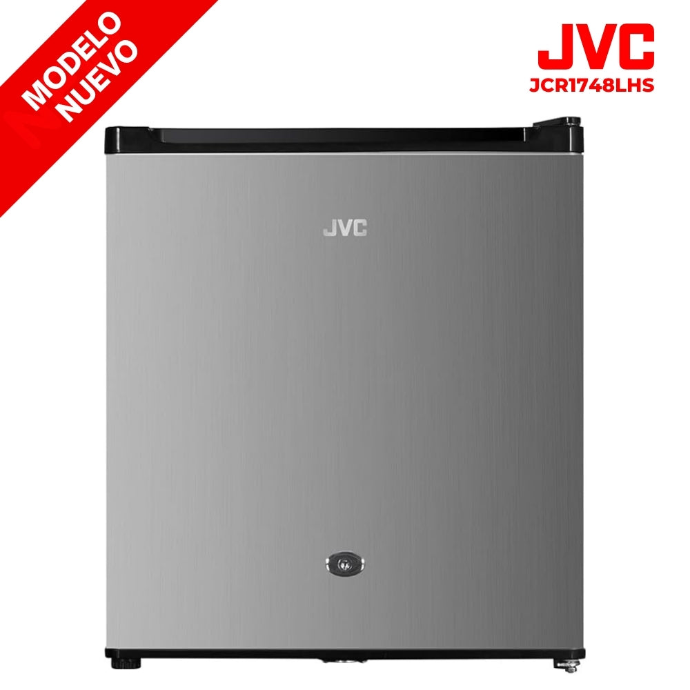 JVC Refrigerador Compacto 1.7 Pies 48 Litros Congelador Interno Control Mecánico de Temperatura Puerta Reversible Cerradura con Llave Acero Inoxidable Modelo JCR1748LHS