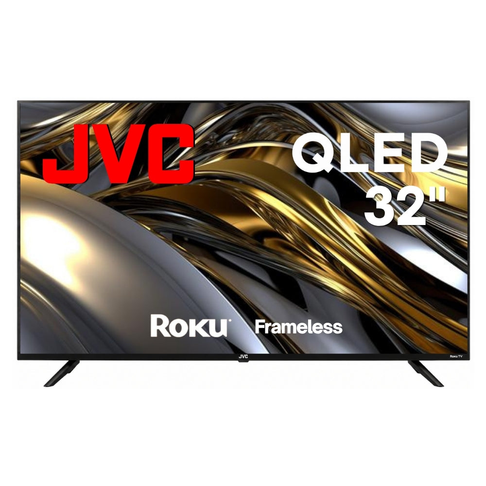 JVC Smart TV 32 pulgadas  HD QLED  Roku TV  Frameless  WiFi  Dolby Audio  3 HDMI 1 USB AV Netflix YouTube Prime Video  Modelo SI32QRF