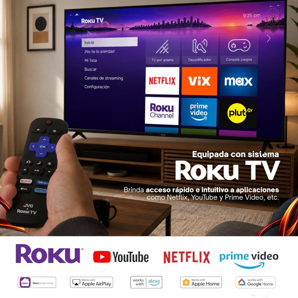 JVC Smart TV 86 pulgadas 4K UHD LED Frameless Roku TV WiFi 4 HDMI 2 USB AV Netflix YouTube Prime Video Modelo SI86URF