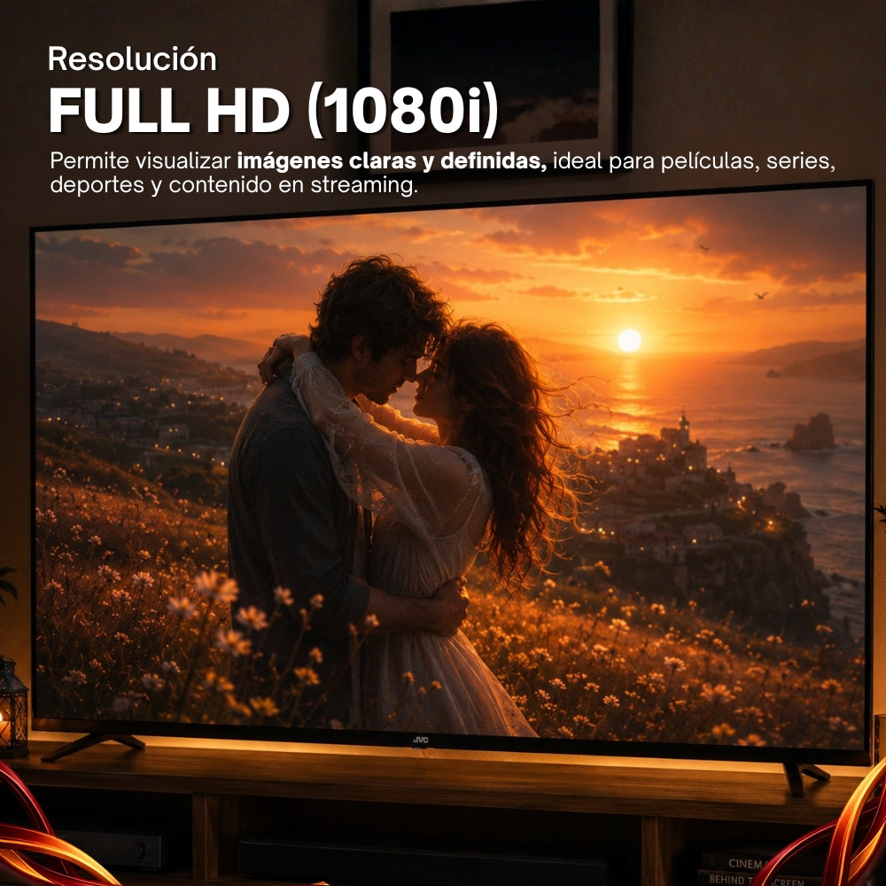 JVC Pantalla Smart TV 32 Pulgadas HD LED Frameless Roku TV Netflix YouTube Prime Video Modelo SI32RF