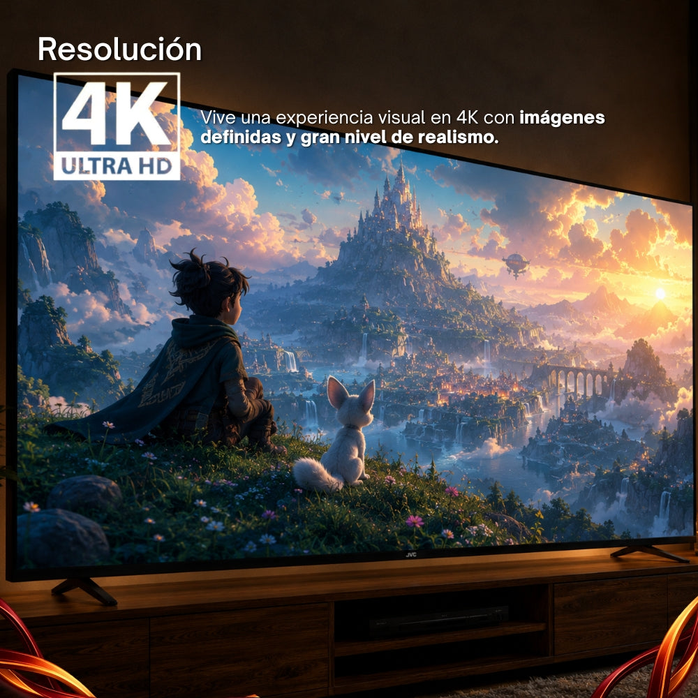 JVC Smart TV 55 pulgadas 4K UHD LED Frameless Roku TV Dolby Audio WiFi 4 HDMI 2 USB AV Netflix YouTube Prime Video Modelo SI55URF