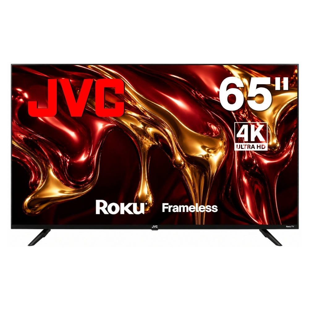 JVC Smart TV 65 pulgadas 4K UHD LED Frameless Roku TV Dolby Audio WiFi 4 HDMI 2 USB AV Netflix YouTube Prime Video Modelo SI65URF