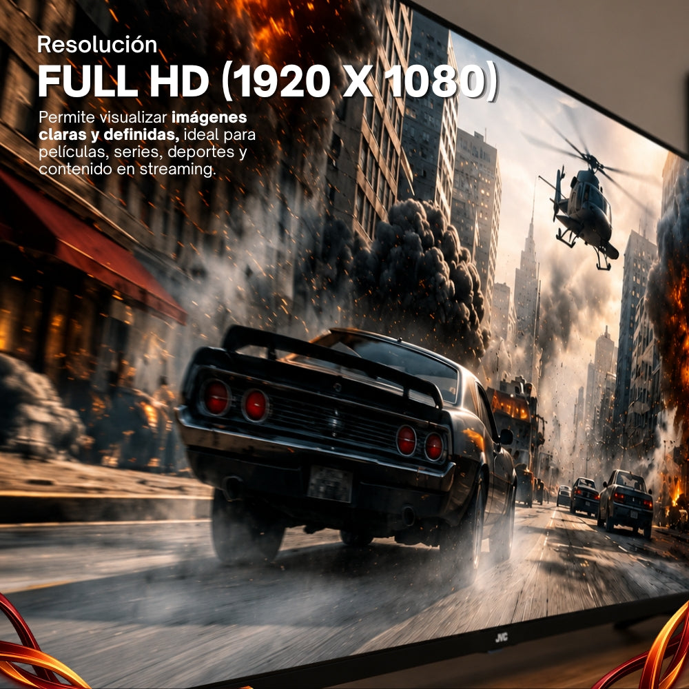 JVC Pantalla  Smart TV 40 pulgadas Full HD LED Roku TV WiFi 3 HDMI 1 USB AV Netflix YouTube Prime Video Modelo SI40FR