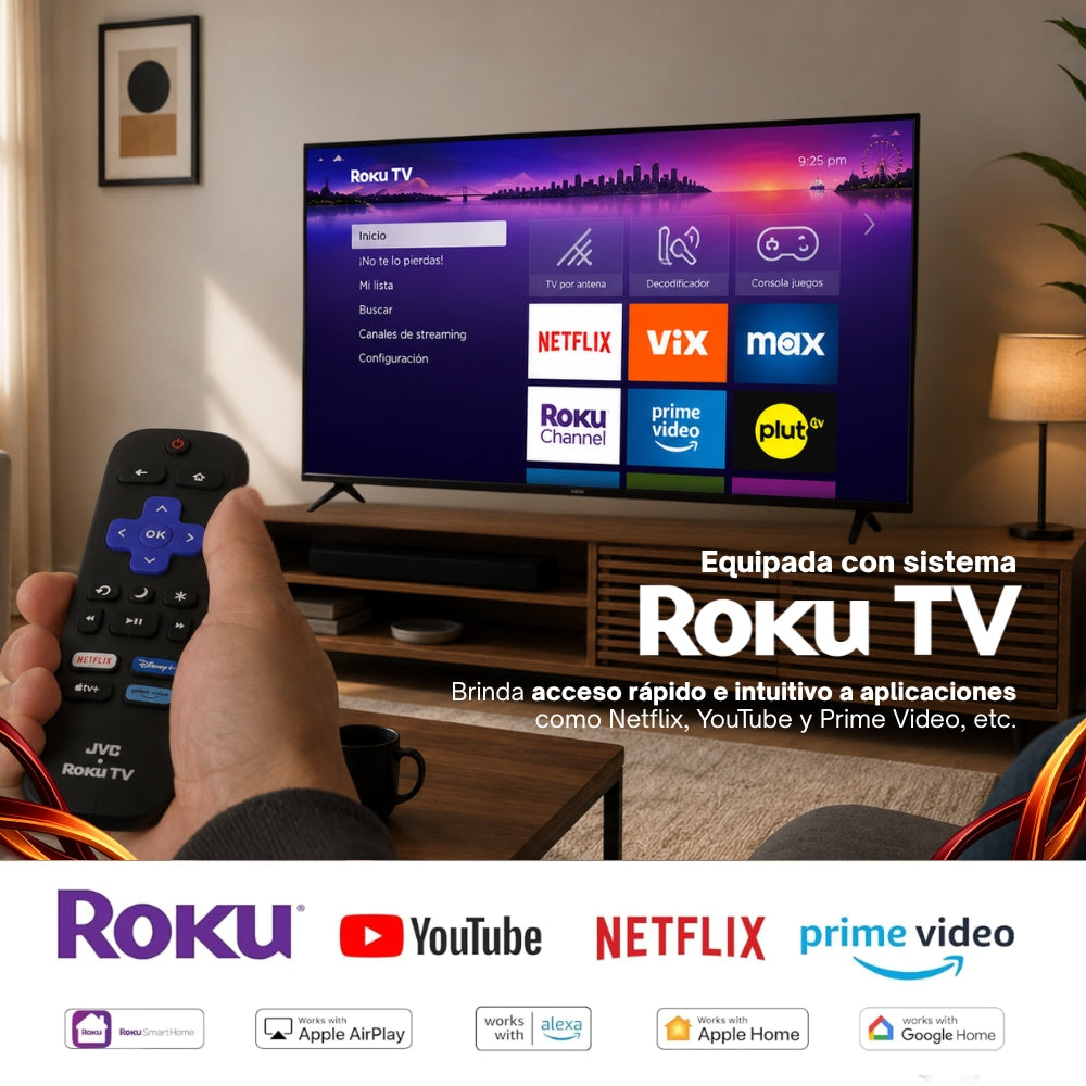 JVC Smart TV 43 pulgadas Full HD LED Frameless Roku TV WiFi 3 HDMI 1 USB AV Netflix YouTube Prime Video Modelo SI43FRF