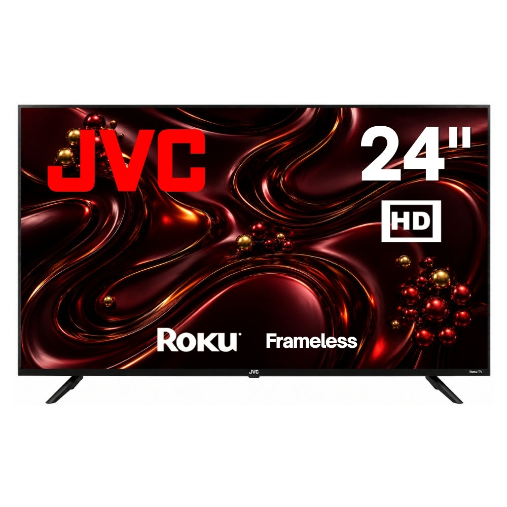 JVC Pantalla Smart TV 24 pulgadas HD LED Roku TV Dolby Audio WiFi HDMI USB Netflix YouTube Prime Video Modelo SI24R