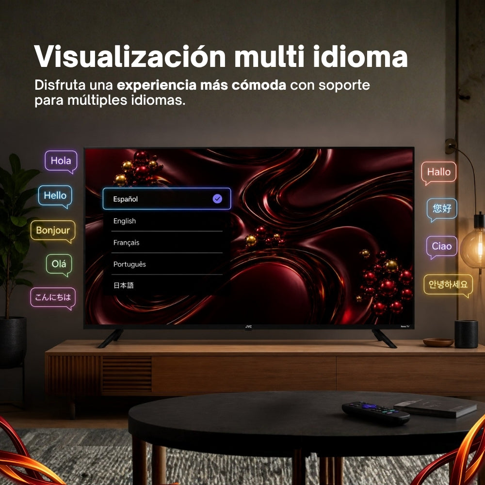 JVC Pantalla Smart TV 24 pulgadas HD LED Roku TV Dolby Audio WiFi HDMI USB Netflix YouTube Prime Video Modelo SI24R