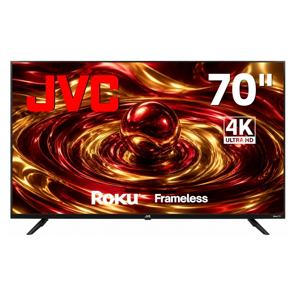 JVC Smart TV 70 pulgadas 4K UHD LED Frameless Roku TV Dolby Audio WiFi 4 HDMI 2 USB AV Netflix YouTube Prime Video Modelo SI70URF