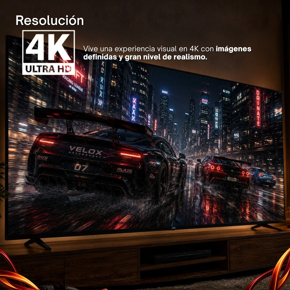 JVC Smart TV 70 pulgadas 4K UHD LED Frameless Roku TV Dolby Audio WiFi 4 HDMI 2 USB AV Netflix YouTube Prime Video Modelo SI70URF