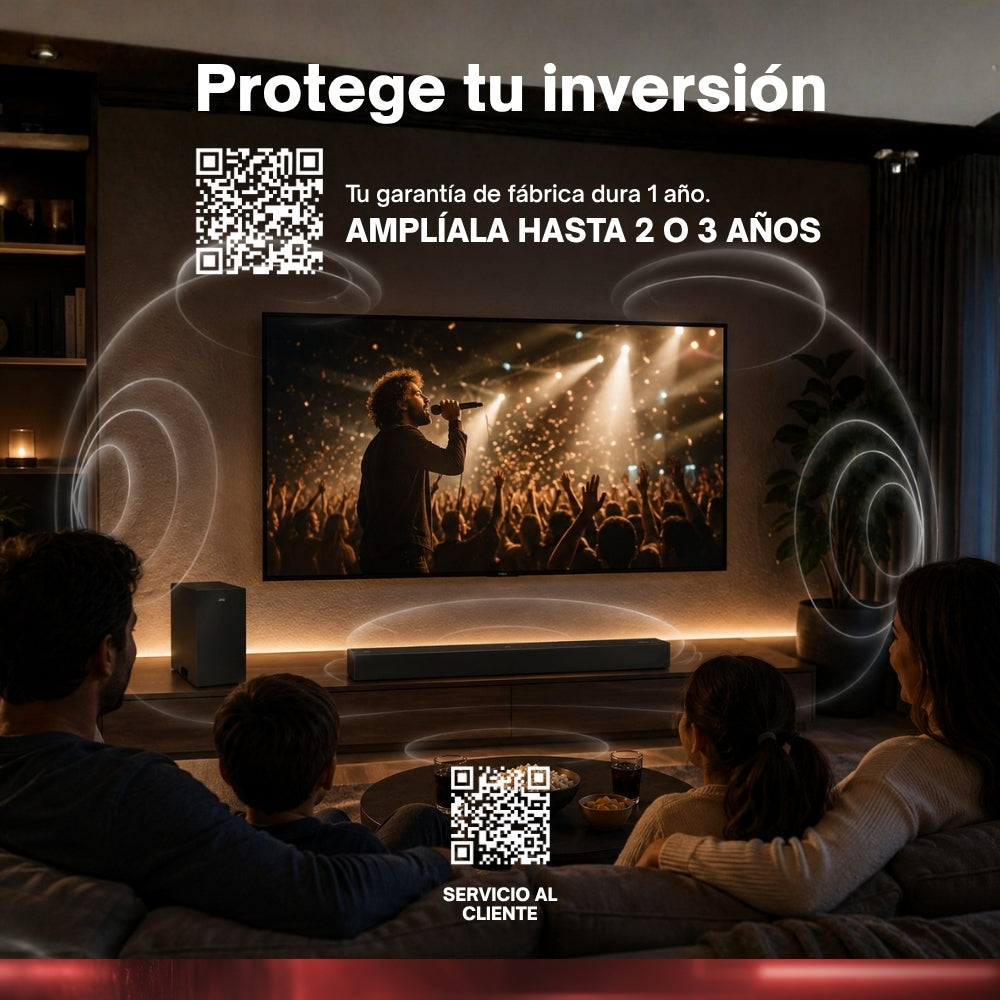 JVC  Soundbar 2.1 Canales con Subwoofer Inalámbrico Dolby Atmos Bluetooth 5.3  HDMI ARC Optical Input  Roku TV Ready  Modelo SB542R