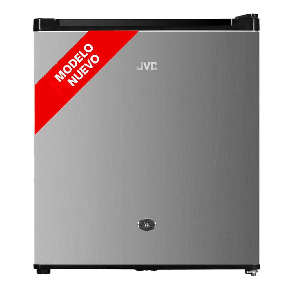 JVC Refrigerador Compacto 1.7 Pies 48 Litros Congelador Interno Control Mecánico de Temperatura Puerta Reversible Cerradura con Llave Acero Inoxidable Modelo JCR1748LHS